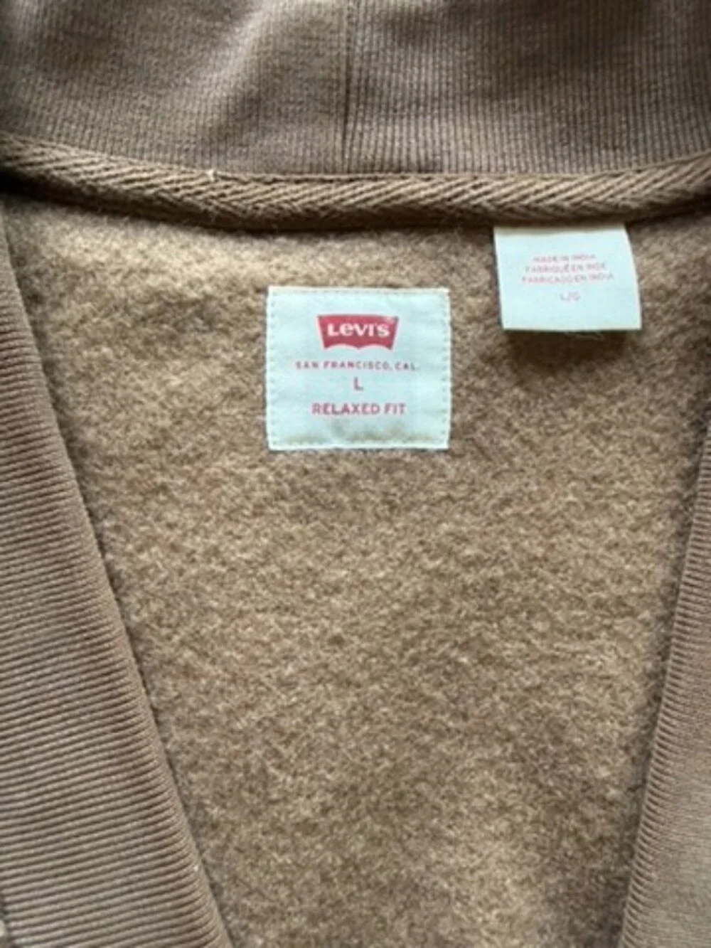 Levi’s Workwear Cardigan Golden Brown Teddy Fleece Relaxed Fit Size L